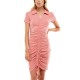  Womens Juniors’ Ruched Rib-Knit Bodycon Dress, Pink/L