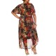 R & M Richards Plus Size Floral-Print Faux-Wrap Dress, Rustcopper/ 16W