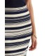  Womens Navy Stretch Textured Striped Midi Wear To Work Pencil Skirt, Small