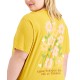  Womens Trendy Plus Size Floral Graphic T-Shirt, Yellow/3X