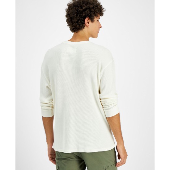  Men’s Thermal Knit Cotton Top, Off White, X-Large