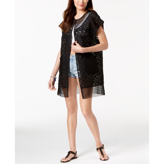  Out-Of-Town Mesh Kimono & Cover-Up, Black