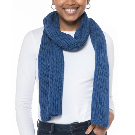 Style & Co Solid Ribbed Muffler Scarf, Blue, 72″ x 10″