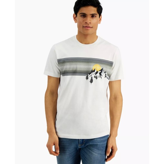  Men’s Mountain Mirage Print T-Shirt, White, L