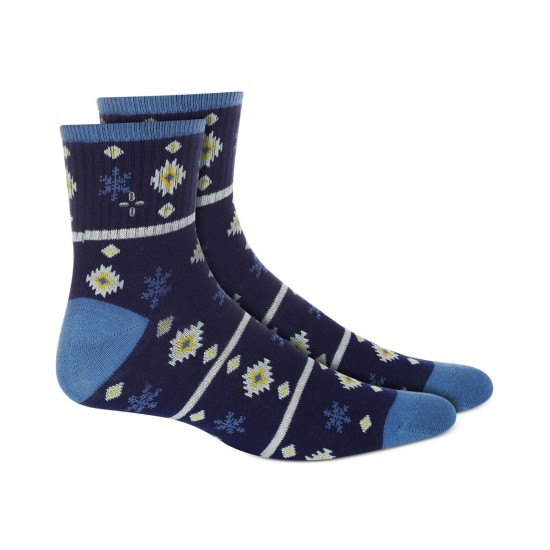  Mens Printed Holiday Quarter Socks, Navy