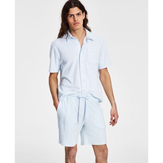  Men’s Towel French Terry Shirt, Light Blue, S