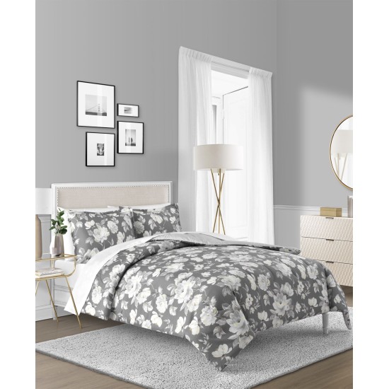  Alisa 2-Pc. Reversible Floral Twin Comforter Set, Charcoal