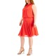  Women’s Plus Size Mock Neck Blouson Dress, Coral, 14-15 Plus