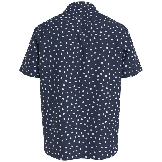  Men’s Chambray Dot Print Short Sleeve Shirt
