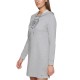 Womens Long Sleeve Above The Knee Dress, Gray, Small