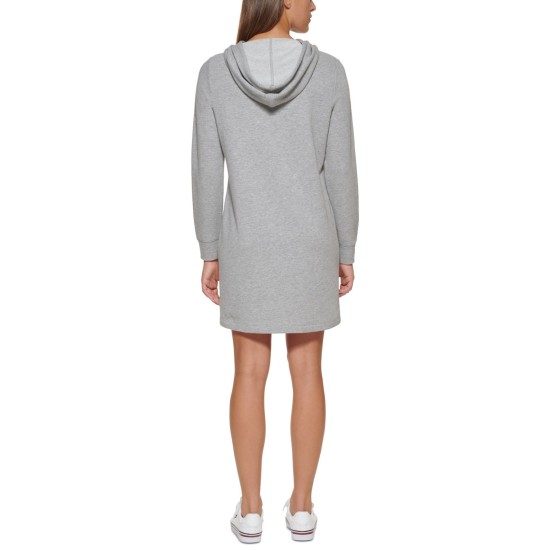  Womens Long Sleeve Above The Knee Dress, Gray, Small