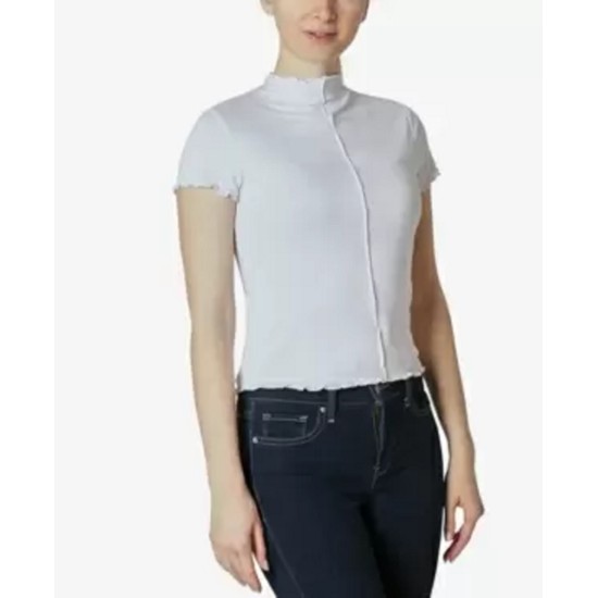  Juniors Mock-Neck Tops, White, Small