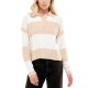 Juniors’ Striped Rugby Sweater, Beige, X-Small
