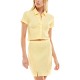  Womens Juniors’ Button-Front Top & Skirt Set, Light Yellow/L