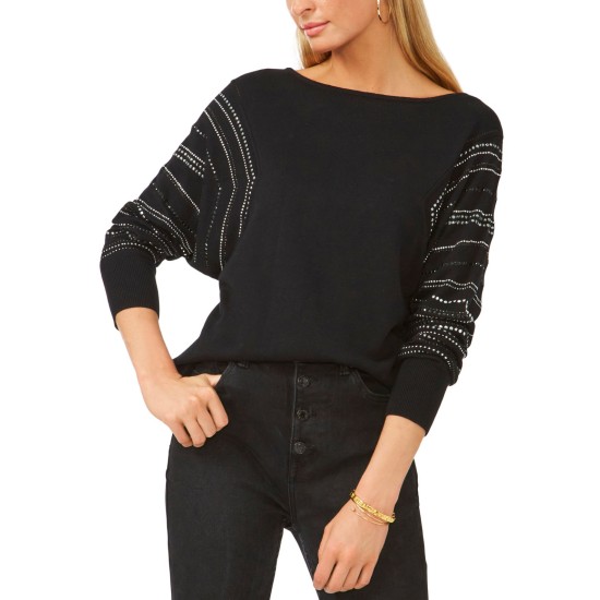  Studded Sleeve Sweater Rich Black Small