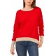  Womens Colorblocked-Trim Sweater, Red, XL