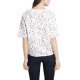  Womens Elbow Sleeve French Terry Snake Print Top, Pearl Ivory, Small