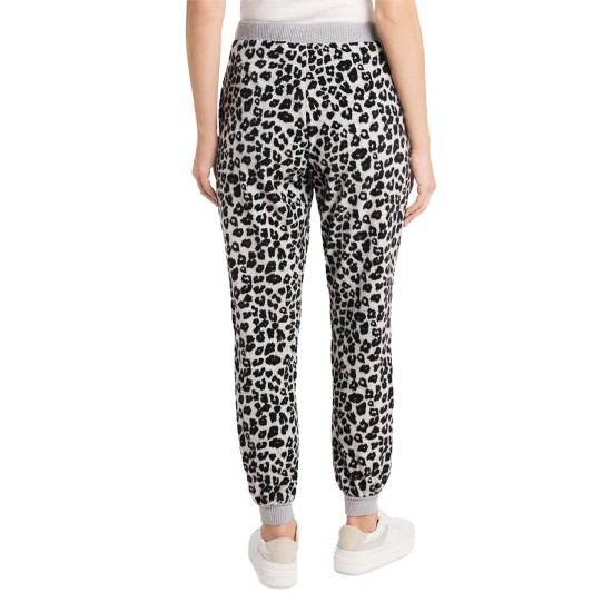 Women’s Leopard Comfy Jogger Pants, Gray, Large