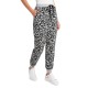  Women’s Leopard Comfy Jogger Pants, Gray, Large