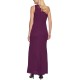  Womens One-Shoulder Side-Pleated Gown Dress, Purple/10