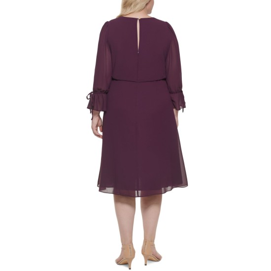  Womens Plus Size Fit & Flare Dress, Purple/22W
