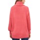  Women’s Pointelle Turtleneck Sweater, Carmine Pink, Large