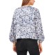  Womens Rivieria Printed Tie-Front Top, Blue, S