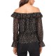  Women’s Ruffled Off-The-Shoulder Blouse, Black, X-Small