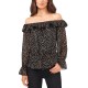  Women’s Ruffled Off-The-Shoulder Blouse, Black, X-Small