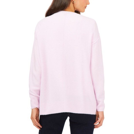  Womens V-neck Cozy Sweater, Lilac, XS