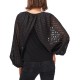  Wome’s Mixed-Media Balloon-Sleeve Top Black, XX-Small