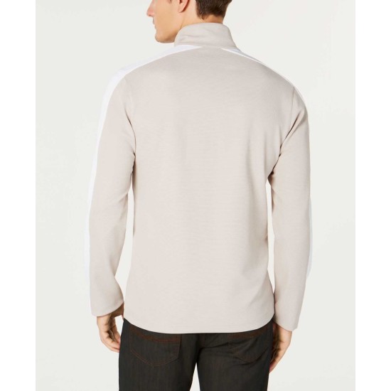  Men’s Ottoman Stripe Quarter-Zip Mock-Collar Sweater