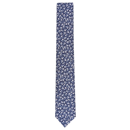  Men’s Magnolia Skinny Floral Tie, Navy