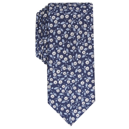  Men’s Magnolia Skinny Floral Tie, Navy