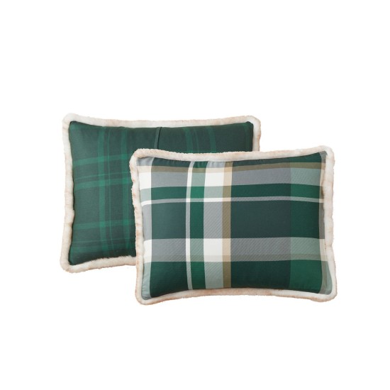  Curtis Plaid Reversible 3 Piece Comforter Sets, Green, King