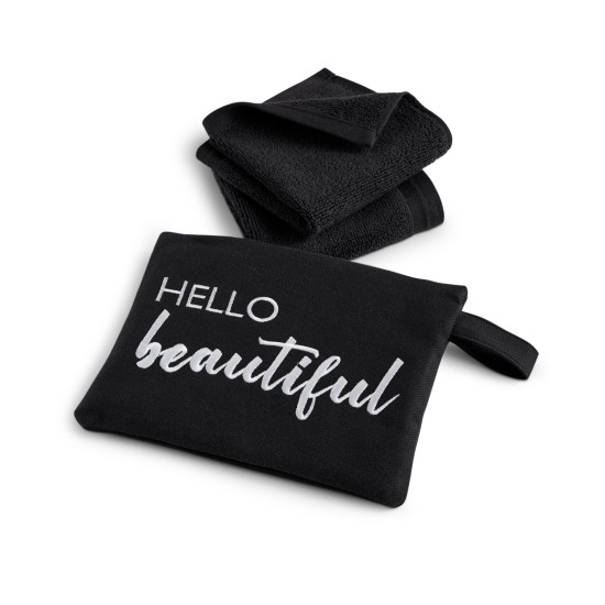  Make Up Hello Beautiful Towel Gift Set, Black, 2 Piece