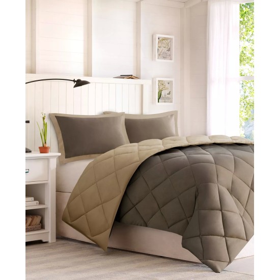 Comfort Classics Windsor Reversible Down Alternative 3M Scotchgard Comforter Set, Brown/Sand, Full/Queen