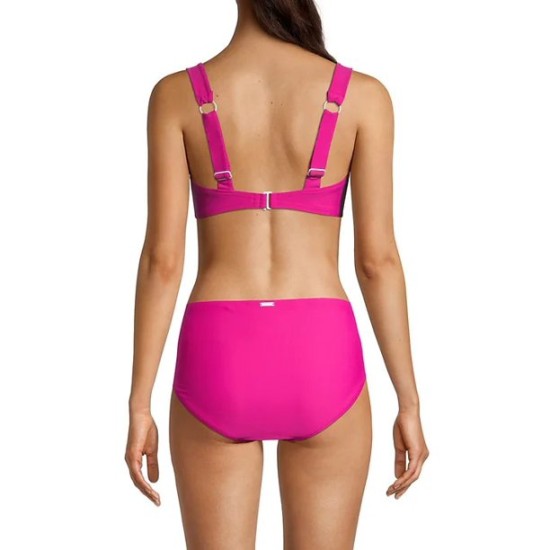  Grommet-Strap Underwire Bikini Top, Large, Pink