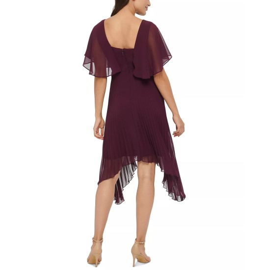  Womens Chiffon Pleated Dress, Purple/4
