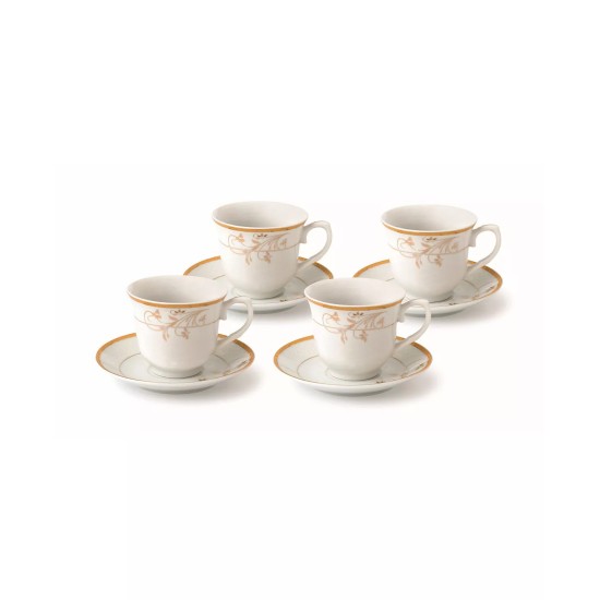 Lorren Home Trends Set of 4 Floral Design Tea/Coffee Set, Gold