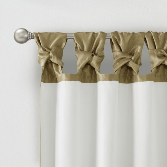  Emilia Faux Silk Curtain Panel, Twist Tab Top, 50×95, Bronze