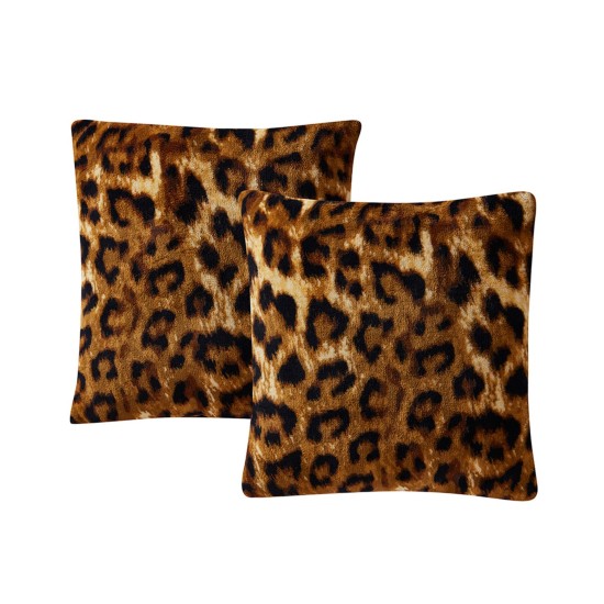  Printed Plush 18″ Decorative Pillow 2-Pack, Brown