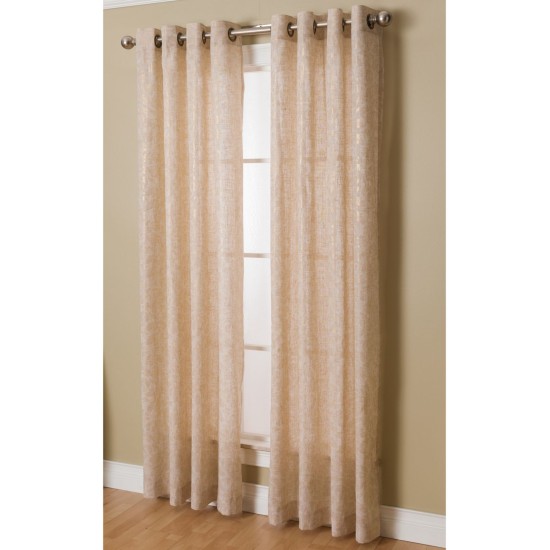 Natco Home Kailey Botanical Grommet Single Curtain Panel, Natural/Gold, 50