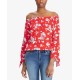 Ralph Lauren Floral Jersey Off-the-Shoulder Top (Red, S)