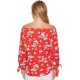 Ralph Lauren Floral Jersey Off-the-Shoulder Top (Red, S)