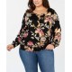 Style & Co Women’s Plus Size Printed Smocked Blouse Tops