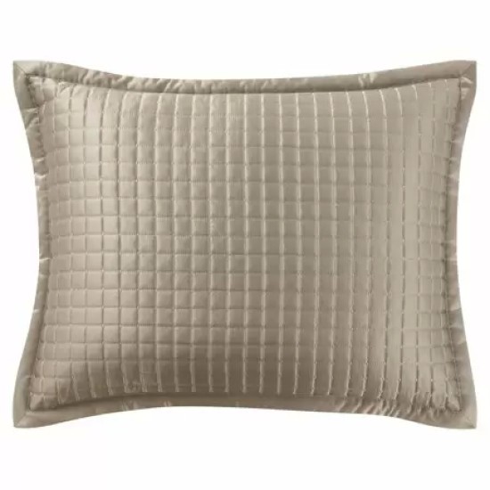  Crystal Quilted Pillow Sham, 20x36, Taupe