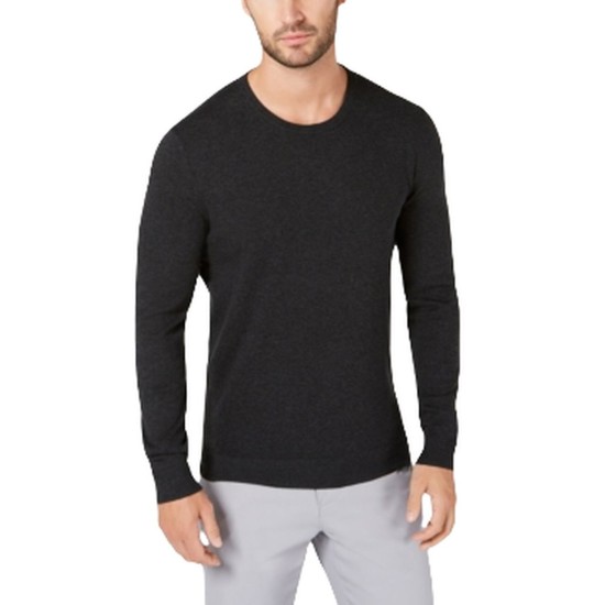  Men’s Solid Crewneck Sweater, Dark Gray, XX-Large