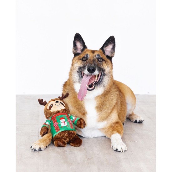  Feeling Festive Plush Dog Toy, Brown, 11″ x 7″