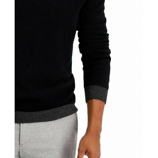  Men’s Cashmere Turtleneck Sweater, Black, X-Large